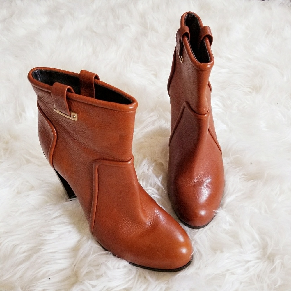 Rachel Zoe Cognac Heeled Leather Boots